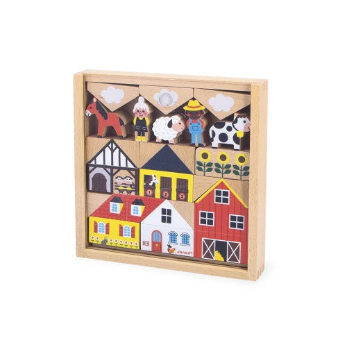 Wooden Blocks Set. Countryside